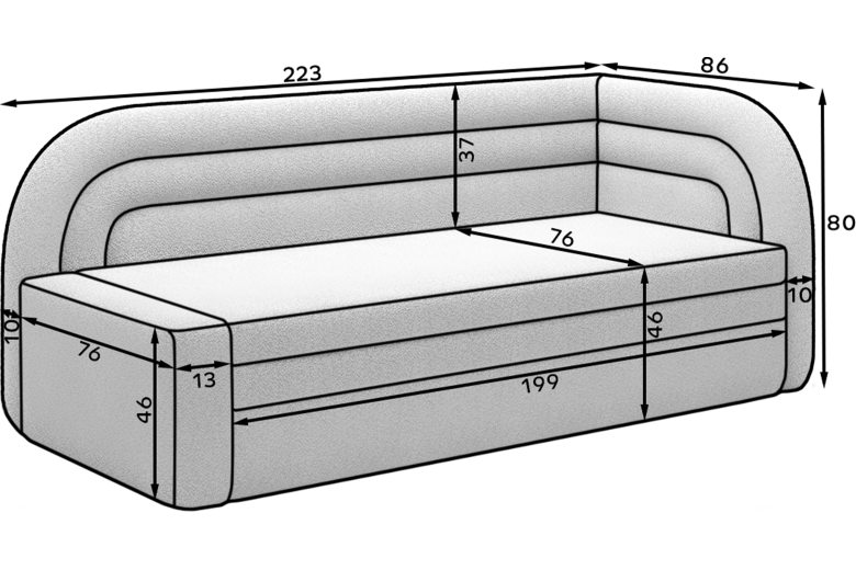 Sofa+bed - Fabillo (Pull-out bed with storage box)