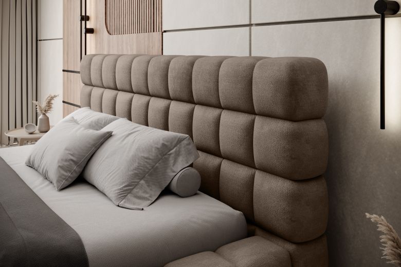 Upholstered bed - Bed Dizzle, metal frame, gas lift, bedding box (Pull-out bed with storage box)