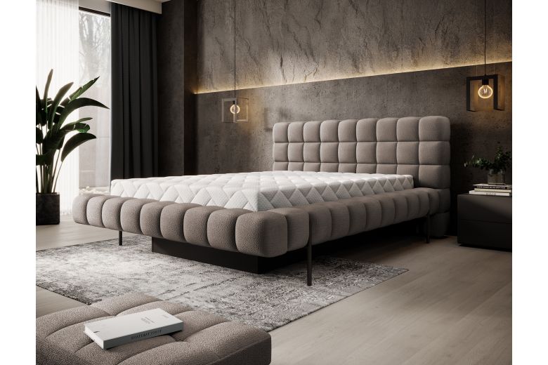 Upholstered bed - Bed Magentta, metal frame, gas lift, bedding box (Pull-out bed with storage box)