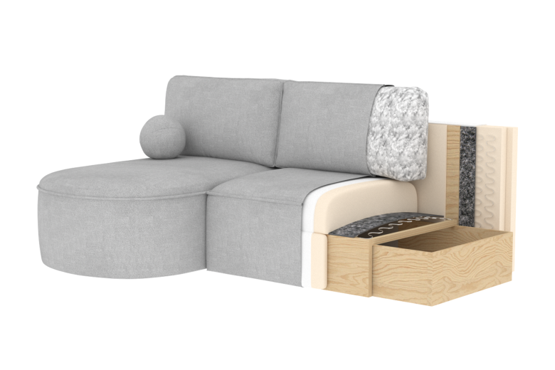 Corner sofa - Livosa (Pull-out bed with storage box)