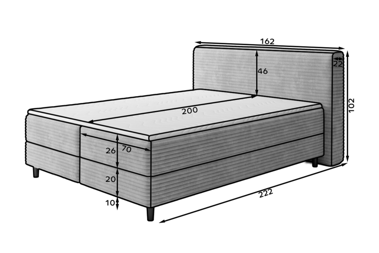 Boxspring bed - Cortiko (Pull-out bed with storage box)