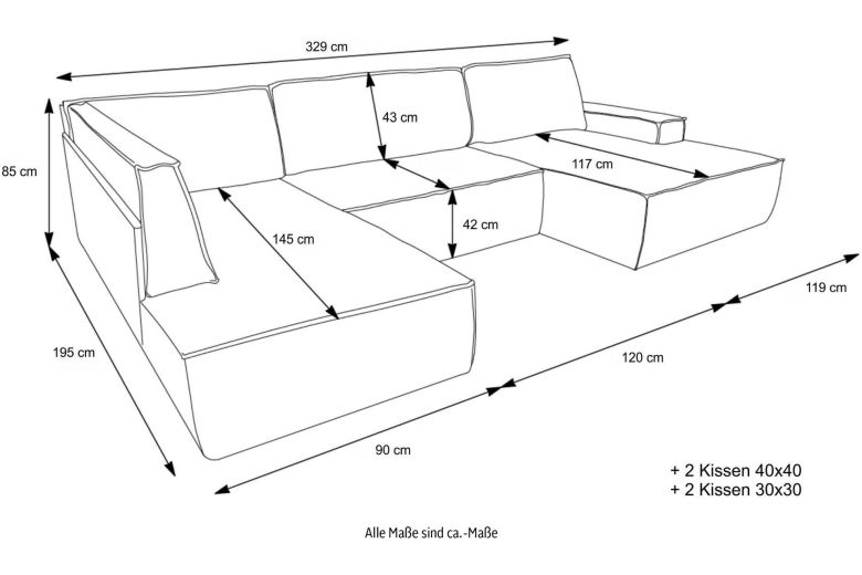 U shape sofa - Sherwood (Pull-out bed with storage box)