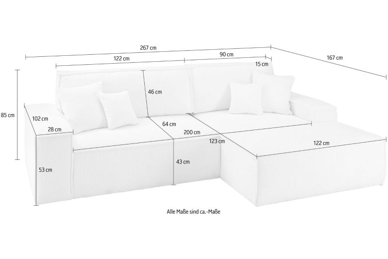 Corner sofa - Sherwood (Pull-out bed with storage box)