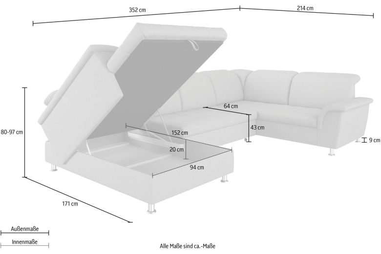 Franzi U-shaped (Pull-out bed with storage box)