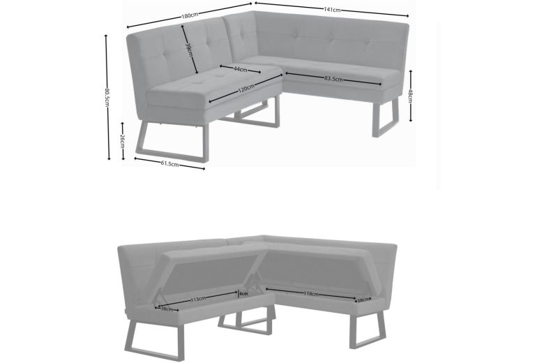 Dining room set - 4-piece dining set Geranium with storage