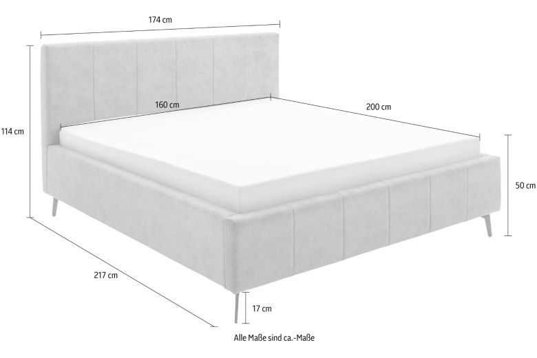 Upholstered bed 160x200 - Lizano (With storage box)