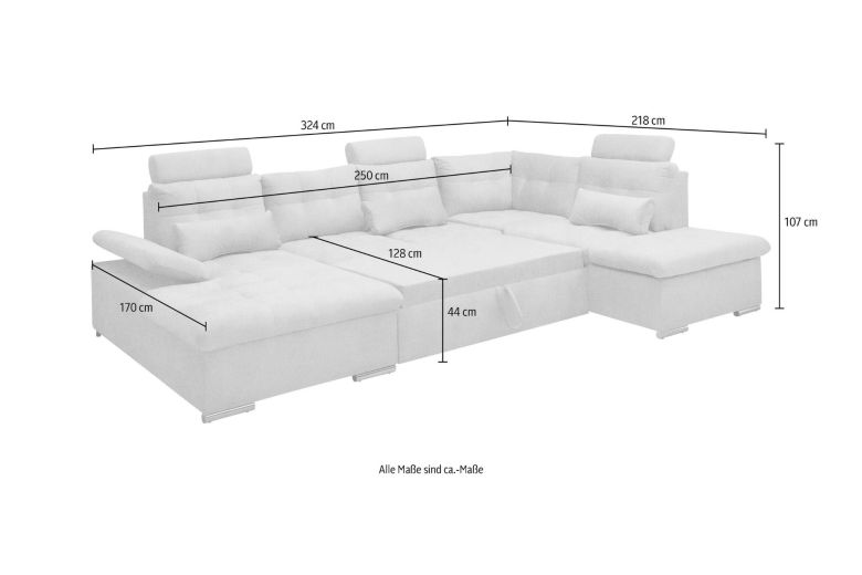 U-образный диван - Jakarta (Pаскладной с ящиком для белья)