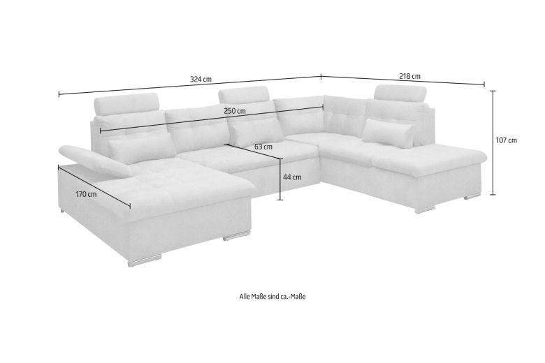 U-образный диван - Jakarta (Pаскладной с ящиком для белья)