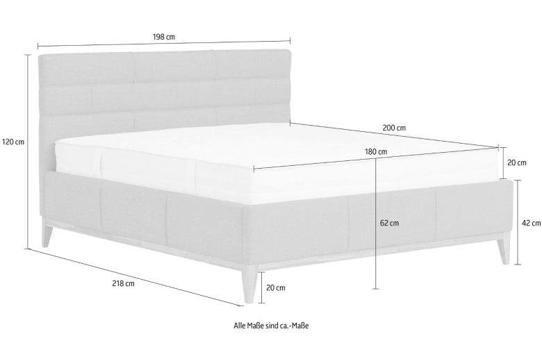 Upholstered bed 180x200 - Jupiter + matracis (With storage box)