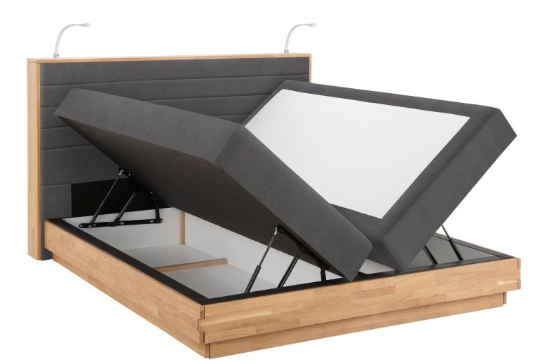 Upholstered bed 180x200 - Cavan ar LED (With storage box)