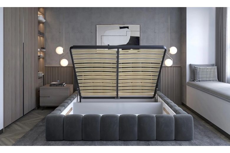 Upholstered bed 160x200 - Lamica (With storage box)