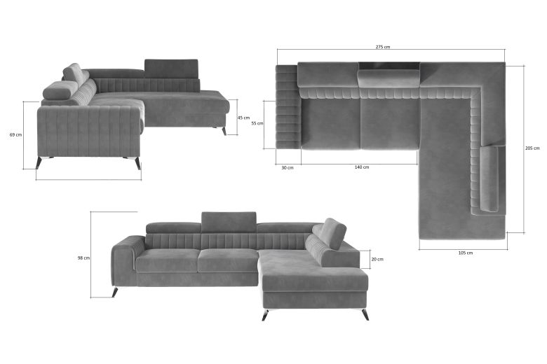 Corner sofa - Lairence (Pull-out with storage box)