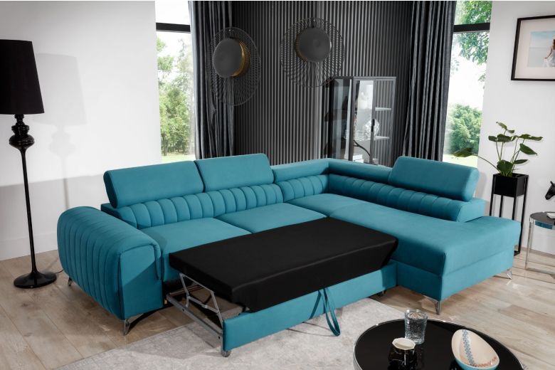 Corner sofa - Laurence (Pull-out bed with storage box)