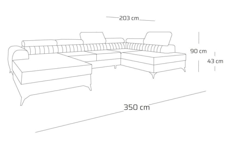 U shape sofa - Laurence (Pull-out bed with storage box)