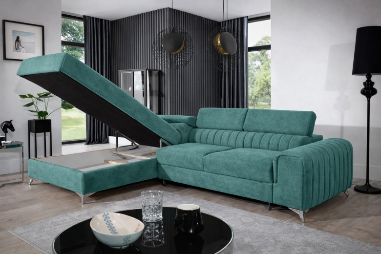 Угловой диван - Laurence (Pаскладной с ящиком для белья)