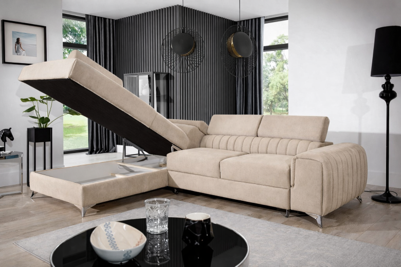 Угловой диван - Laurence (Pаскладной с ящиком для белья)