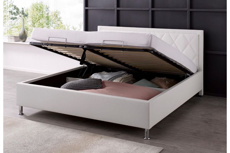 Upholstered bed 140x200 - Johanna with bed slat (With storage box)