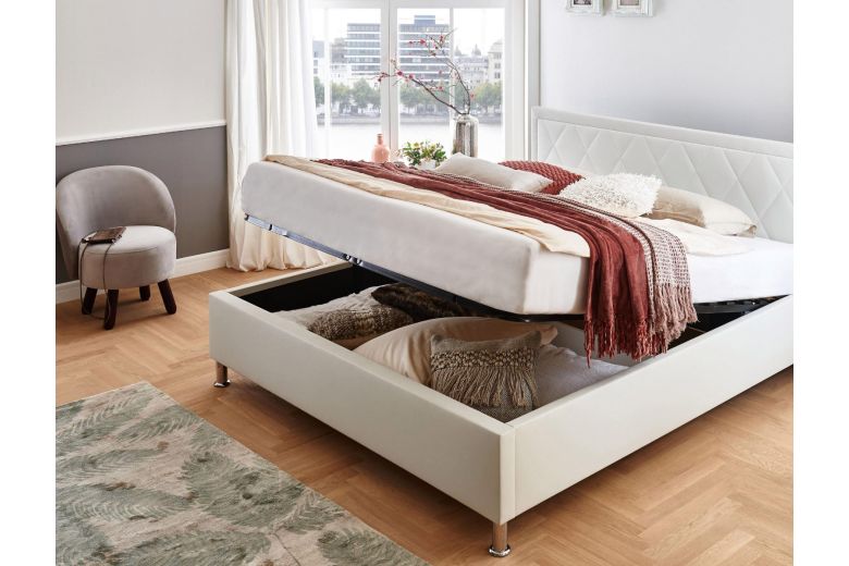 Upholstered bed 140x200 - Johanna with bed slat (With storage box)