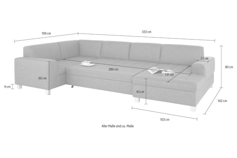U shape sofa - Sugar-R (Pull-out with storage box)