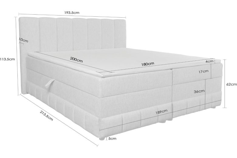 Boxspring bed 180x200 - Likely (With storage box)