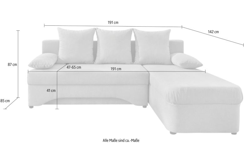 Corner sofa - Lisa (Pull-out bed with storage box)