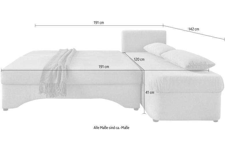 Corner sofa - Lisa (Pull-out bed with storage box)