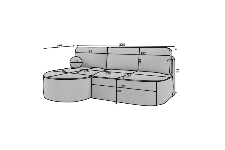 Corner sofa - Livosa (Pull-out bed with storage box)