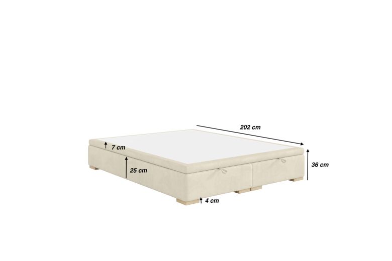 Upholstered bed 180x200 - without mattress - Torres (With storage box)