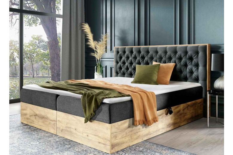 Boxspring bed 90x200 - Mabel (With storage box)