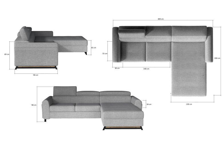 Corner sofa - Mariall (Pull-out with storage box)
