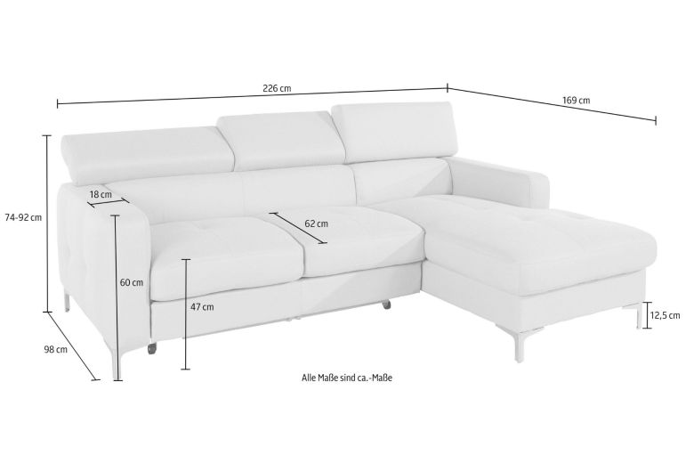 Leather corner sofa - Sammy (Pull-out with storage box)