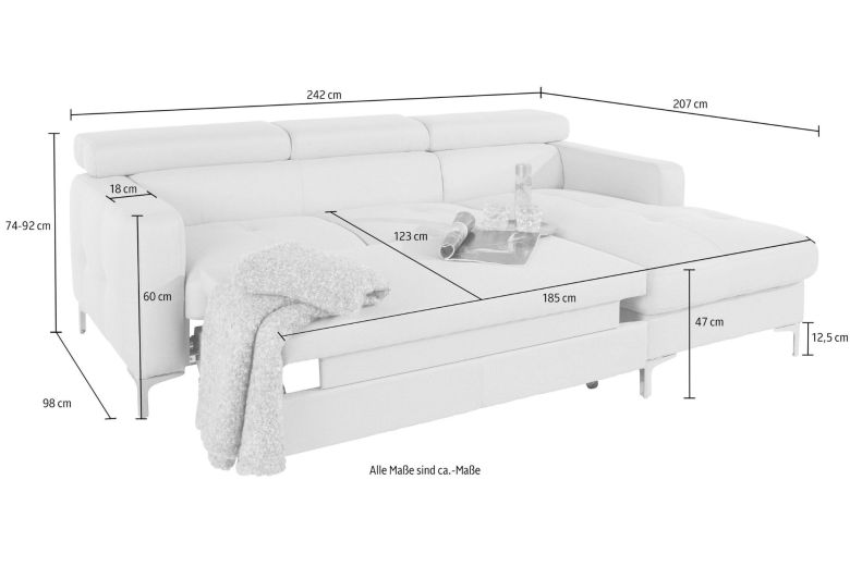 Leather corner sofa - Sammy (Pull-out with storage box)