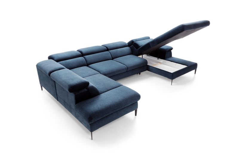 U shape sofa - Blues (Pull-out with storage box)