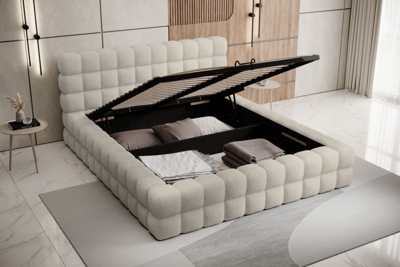 Upholstered bed 180x200 - Dizzle with bed slat (With storage box)