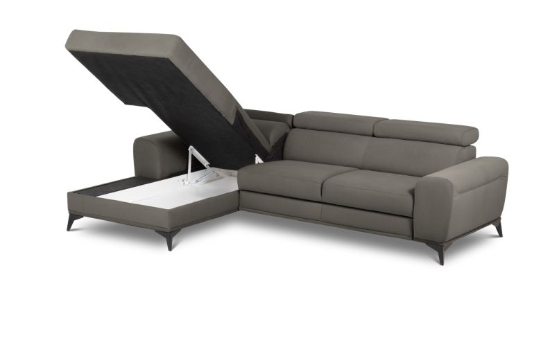 Leather corner sofa - Flavio (Pull-out with storage box) Leather corner sofa - Flavio (Pull-out with storage box)