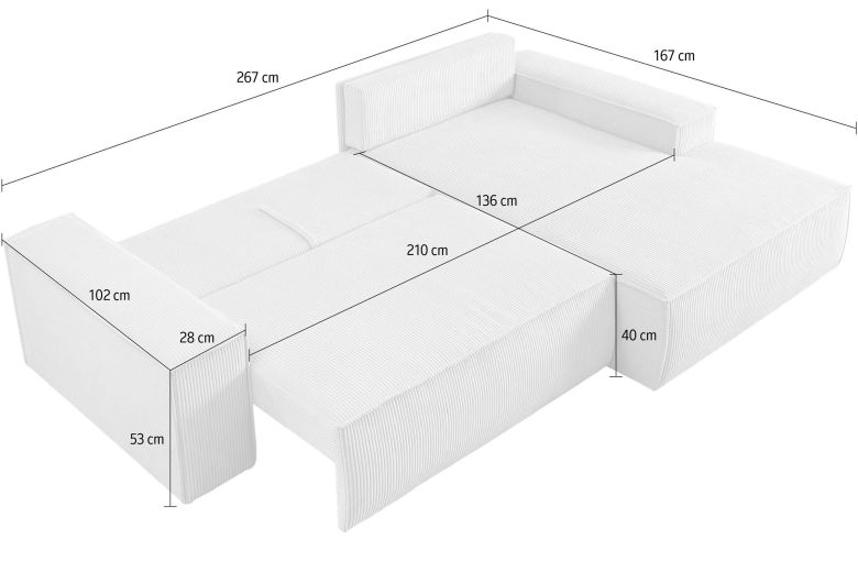 Corner sofa - Sherwood (Pull-out bed with storage box)