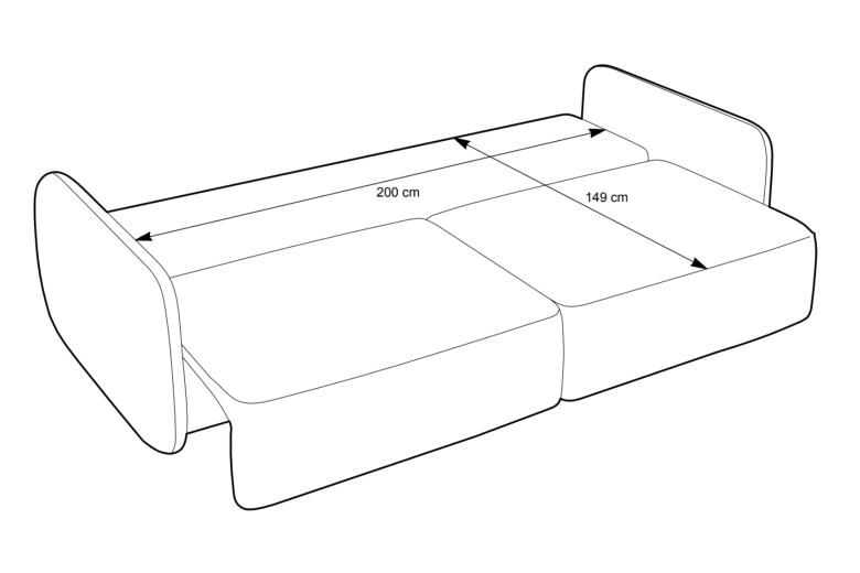Τριθέσιος καναπές - Mossa (Συρόμενο με κουτί αποθήκευσης)