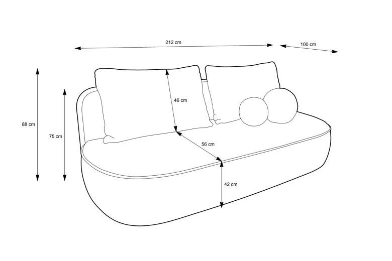 Τριθέσιος καναπές - Molly (Συρόμενο με κουτί αποθήκευσης)