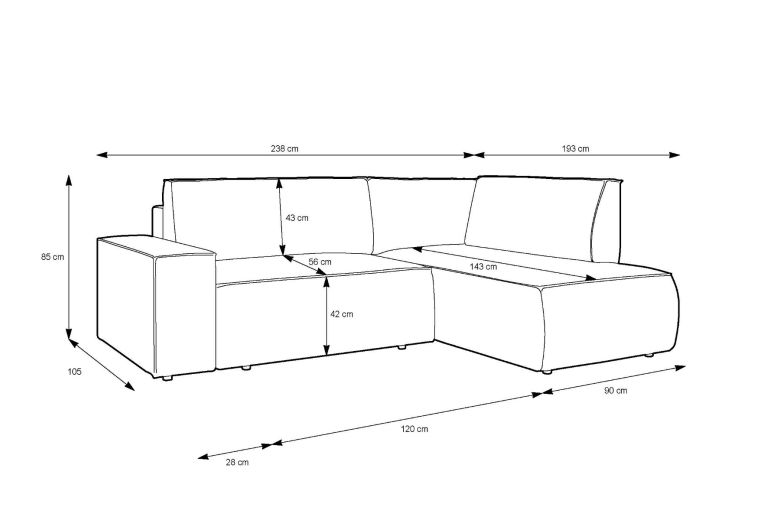 Corner sofa XL - Sherwood (Pull-out bed with storage box) Corner sofa XL - Sherwood (Pull-out bed with storage box)