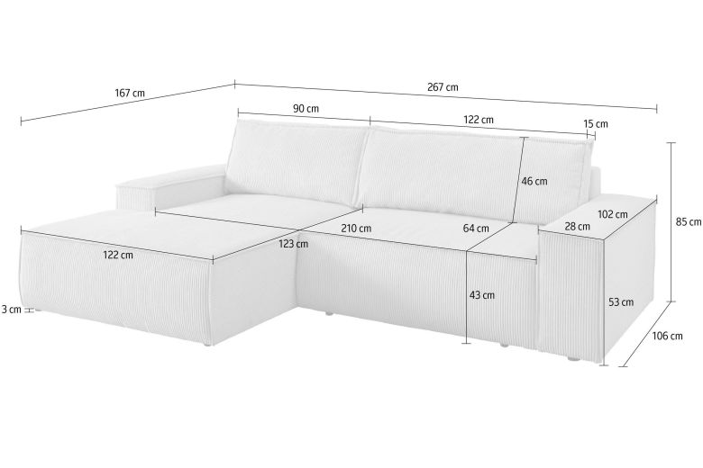 Corner sofa - Sherwood (Pull-out bed with storage box)