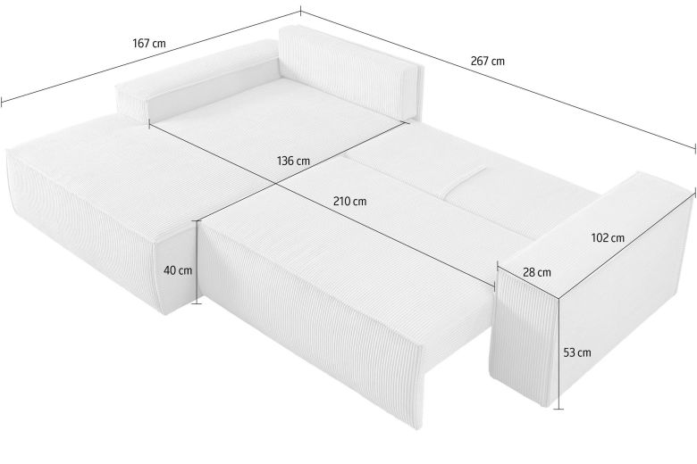 Corner sofa - Sherwood (Pull-out bed with storage box)