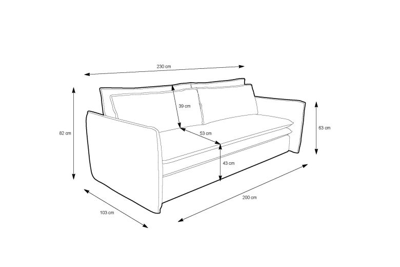3 seat sofa - Tilia Slim (Pull-out bed with storage box)