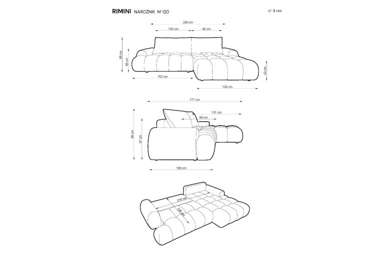 Corner sofa - Rimini (Pull-out with storage box)