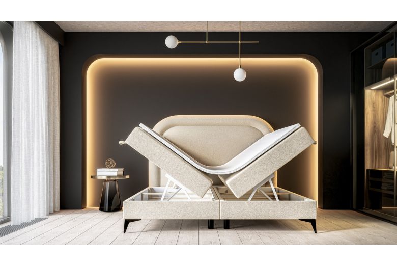 Upholstered bed 160x200 - Mela (With storage box)