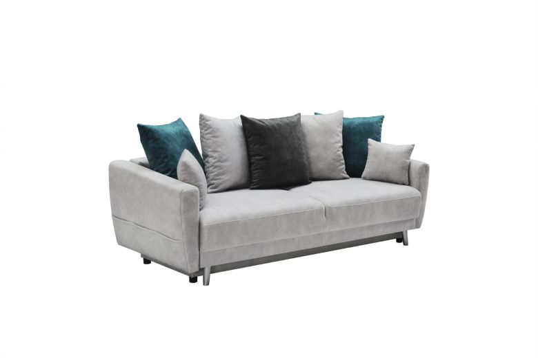 Τριθέσιος καναπές - Mela grey (Συρόμενο με κουτί αποθήκευσης)