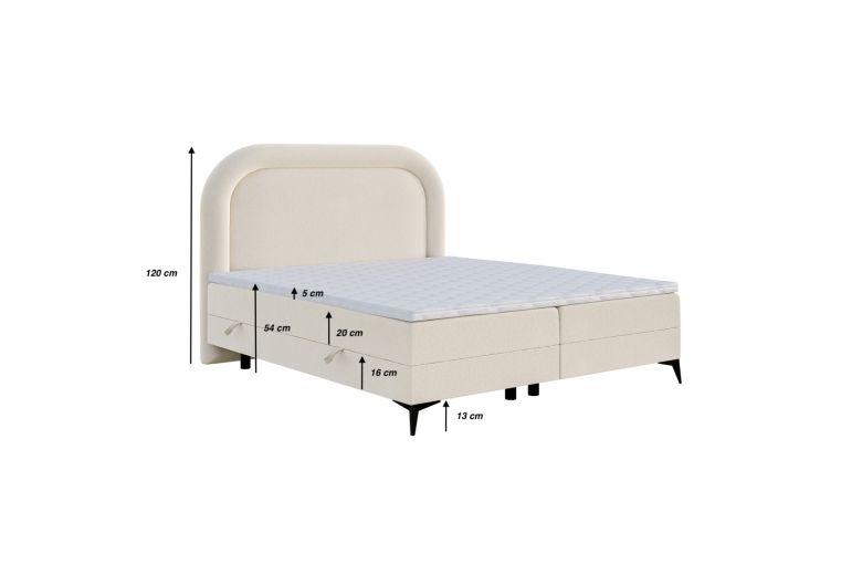 Upholstered bed 160x200 - Mela (With storage box)