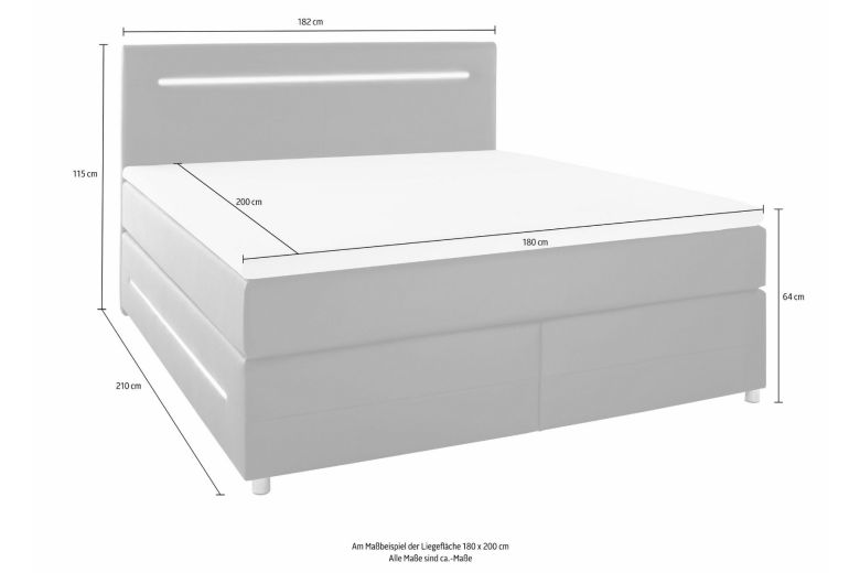 Boxspring bed 180x200 - Lumo (With storage box)