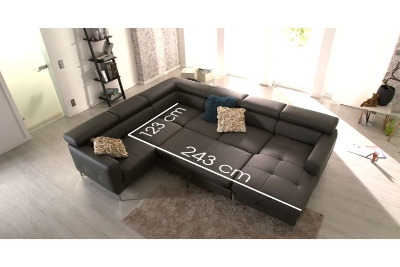 Leather U shape sofa - Sammy (Pull-out with storage box)