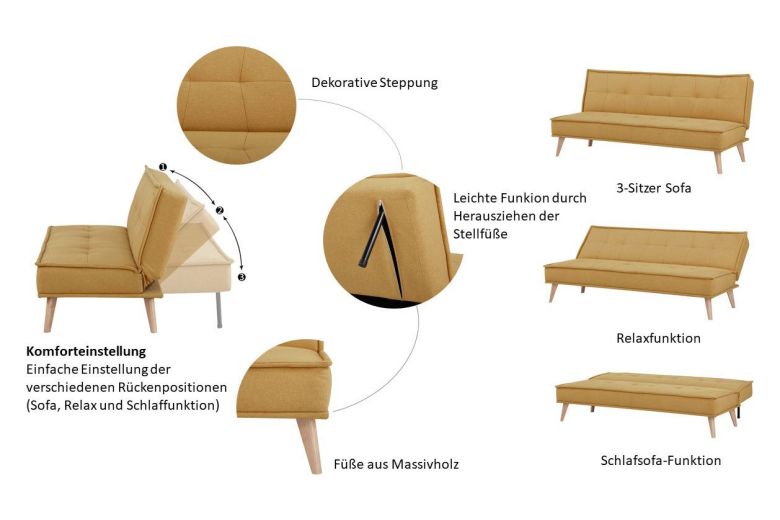 3-местный диван - Mendota (Pаскладной)