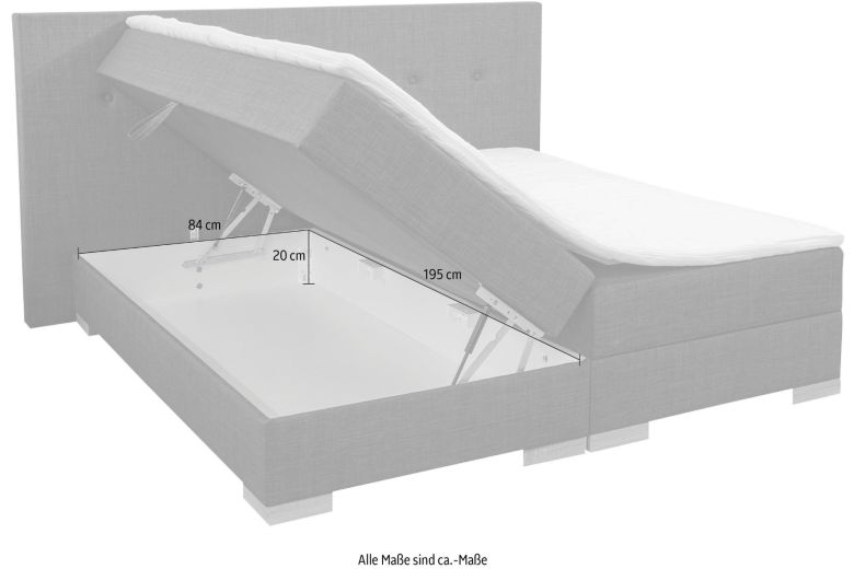 Boxspring bed 180x200 - Northeim (With storage box)